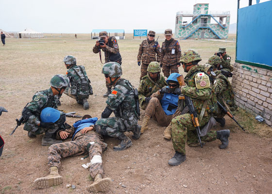 China's armed forces participating in the Khan Quest Multinational Peacekeeping Exercises