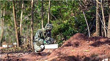 Soldiers detect hazardous chemical warfare agents