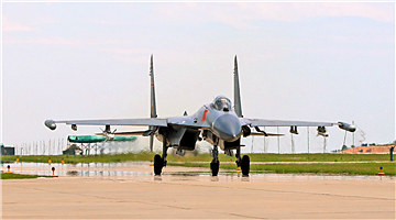J-11 fighter jet in flight training