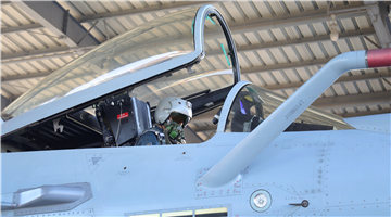 J-10 fighter jet fires at mock ground targets