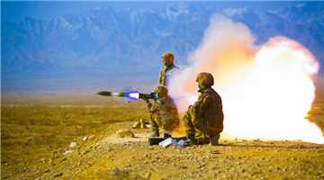 Artillerymen fire portable rockets