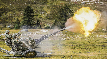 Artillerymen operate anti-aircraft artillery in live-fire training